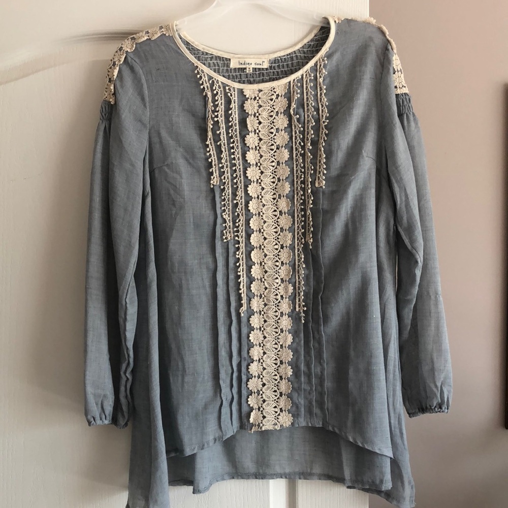 Indigo soul blue-grey blouse